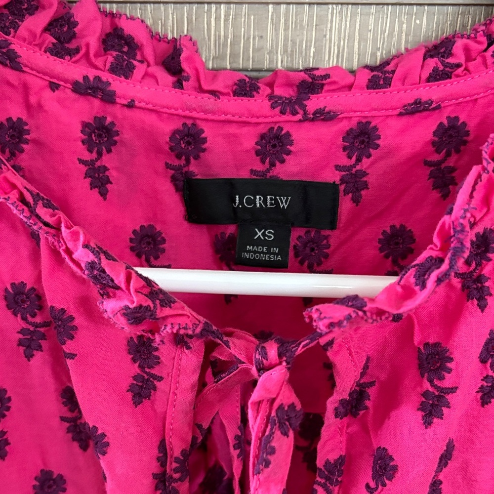J. Crew Fuchsia Ruffle Blouse - Picture 2 of 4